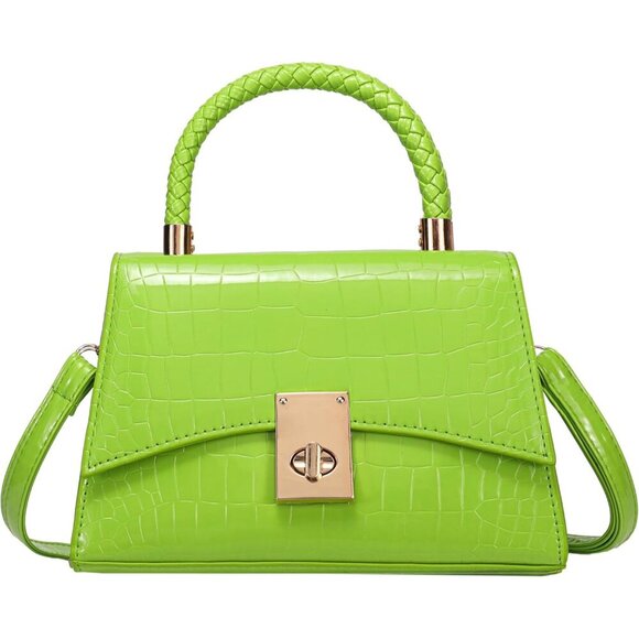 Handbags - Eco-Friendly Small Crossbody Satchel - Classic Crocodile Design in Green